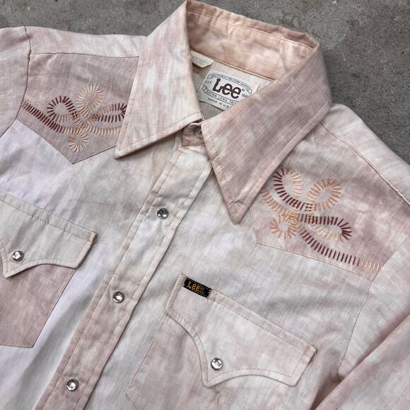 Vintage Lee Extra Long Tails Embroidered Western Cowboy Pearl Snap Rodeo Shirt L - Picture 8 of 14